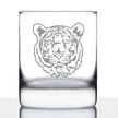 Tiger Face Whiskey Rocks Glass - Unique Tiger Themed Decor and Gifts for Animal Lovers - 10.25 Oz Glasses