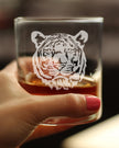 Tiger Face Whiskey Rocks Glass - Unique Tiger Themed Decor and Gifts for Animal Lovers - 10.25 Oz Glasses