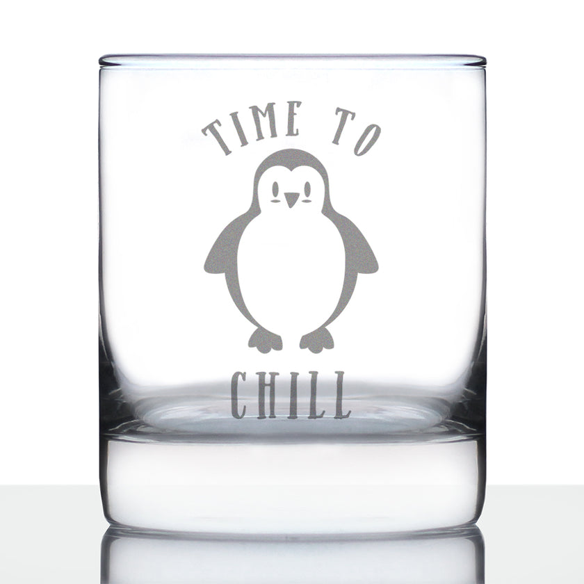 Time to Chill - Funny Cute Penguin Themed Gifts and Decor for Men & Women - Fun Whisky Drinking Tumbler Décor