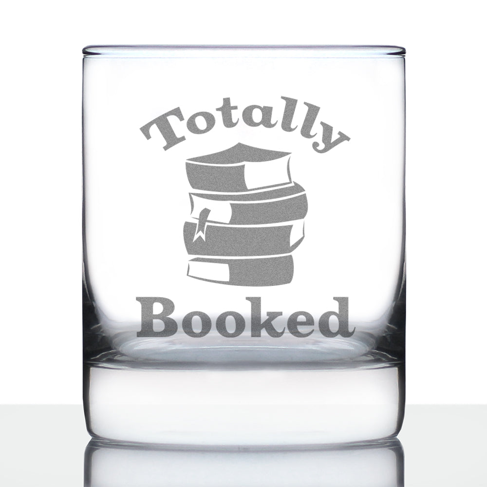 Totally Booked - Whiskey Rocks Glass - Cute Funny Book Club Gifts for Lovers of Reading &amp; Fun Librarians - 10.25 Oz
