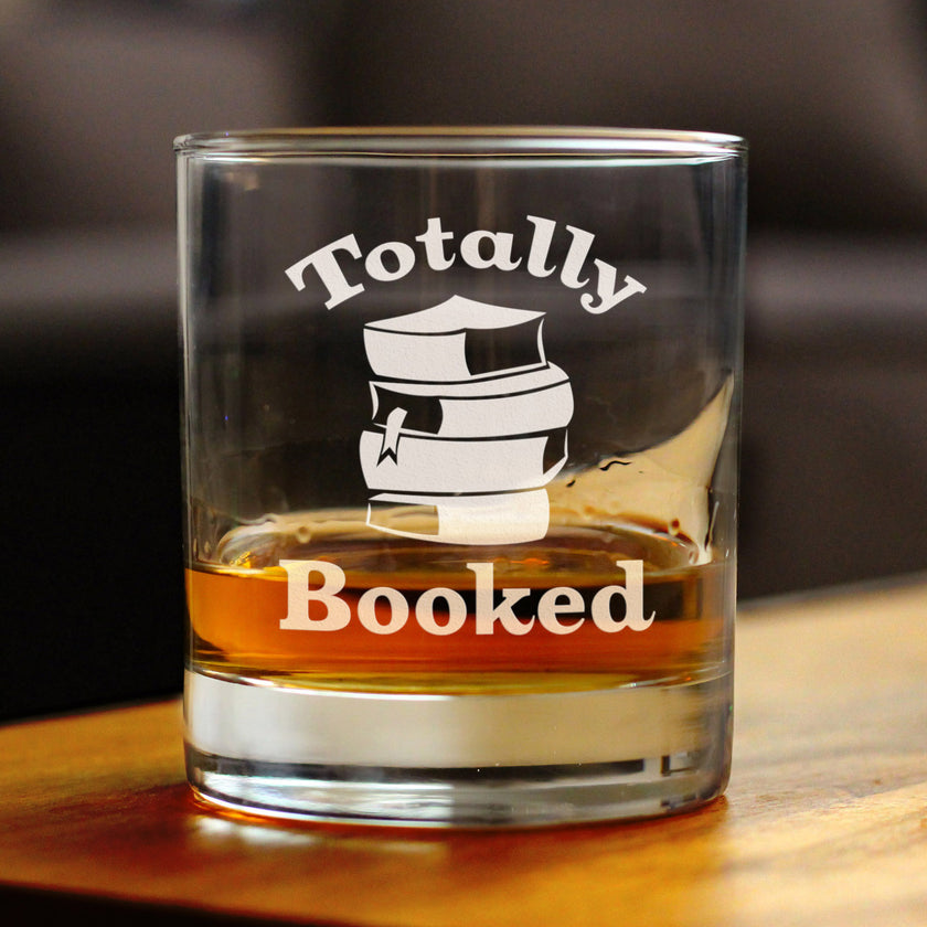 Totally Booked - Whiskey Rocks Glass - Cute Funny Book Club Gifts for Lovers of Reading & Fun Librarians - 10.25 Oz