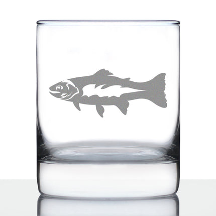 Trout - Whiskey Rocks Glass - Trout Fishing Gifts for Fisherman - Whisky Fish Tumbler & Fun Lake House Decor - 10.25 oz