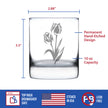 Tulip Whiskey Rocks Glass - Floral Themed Decor and Gifts for Flower Lovers - 10.25 Oz Glasses
