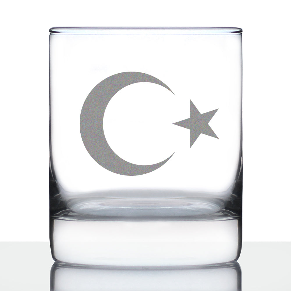 Turkey Flag Rocks Glass Engraved Old Fashioned Glasses for Men &amp; Women - Fun 10.25 Oz Turkish Themed Gifts - Cute Gift for Turks