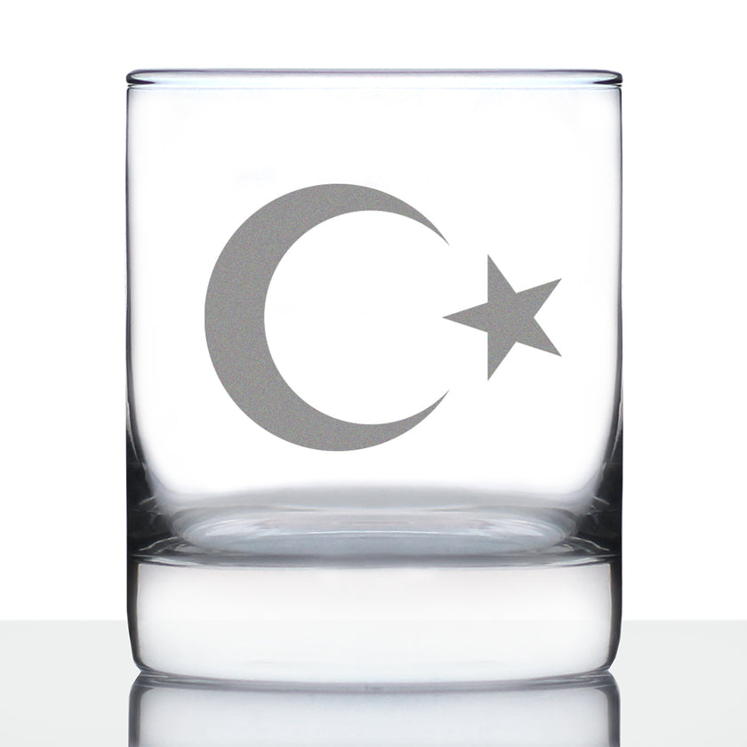 Turkey Flag Rocks Glass Engraved Old Fashioned Glasses for Men & Women - Fun 10.25 Oz Turkish Themed Gifts - Cute Gift for Turks
