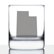 Utah State Outline Whiskey Rocks Glass - State Themed Drinking Decor and Gifts for Utahn Women & Men - 10.25 Oz Whisky Tumbler Glasses