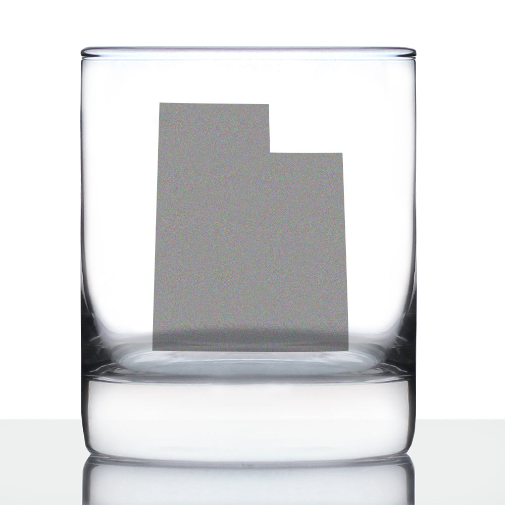Utah State Outline Whiskey Rocks Glass - State Themed Drinking Decor and Gifts for Utahn Women &amp; Men - 10.25 Oz Whisky Tumbler Glasses