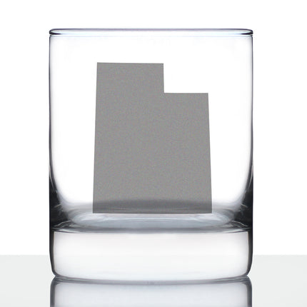 Utah State Outline Whiskey Rocks Glass - State Themed Drinking Decor and Gifts for Utahn Women & Men - 10.25 Oz Whisky Tumbler Glasses