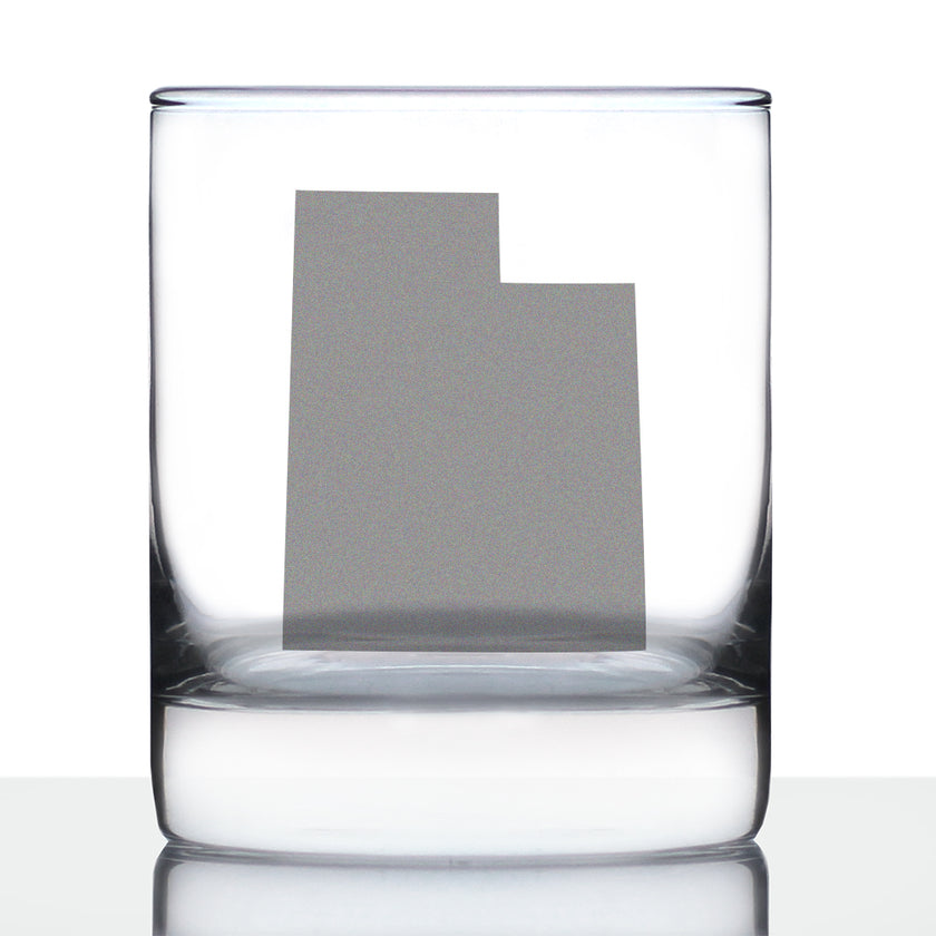 Utah State Outline Whiskey Rocks Glass - State Themed Drinking Decor and Gifts for Utahn Women & Men - 10.25 Oz Whisky Tumbler Glasses