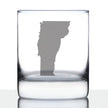 Vermont State Outline Whiskey Rocks Glass - State Themed Drinking Decor and Gifts for Vermonter Women & Men - 10.25 Oz Whisky Tumbler Glasses