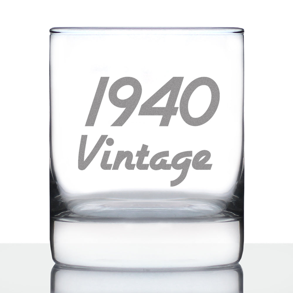 Vintage 1940 - Fun 83rd Birthday Whiskey Rocks Glass Gifts for Men &amp; Women Turning 83 - Retro Whisky Drinking Tumbler