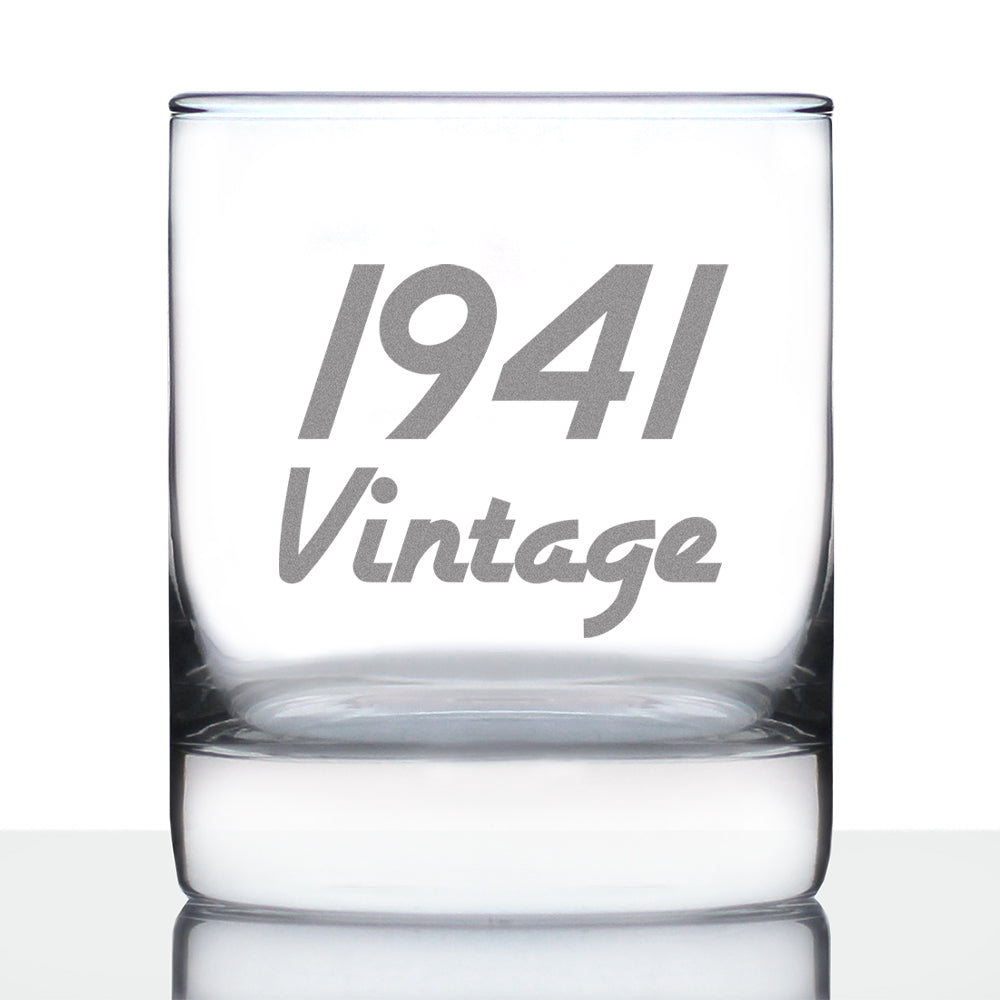 Vintage 1941 - 85th Birthday Rocks Glass, Fun Bday Gift for Men and Women Turning 85, Old Fashioned Glass 10 Ounce Size