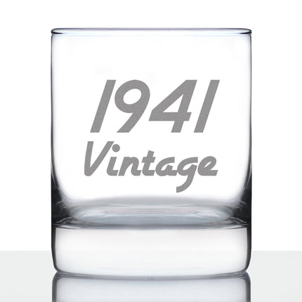 Vintage 1941 - 85th Birthday Rocks Glass, Fun Bday Gift for Men and Women Turning 85, Old Fashioned Glass 10 Ounce Size