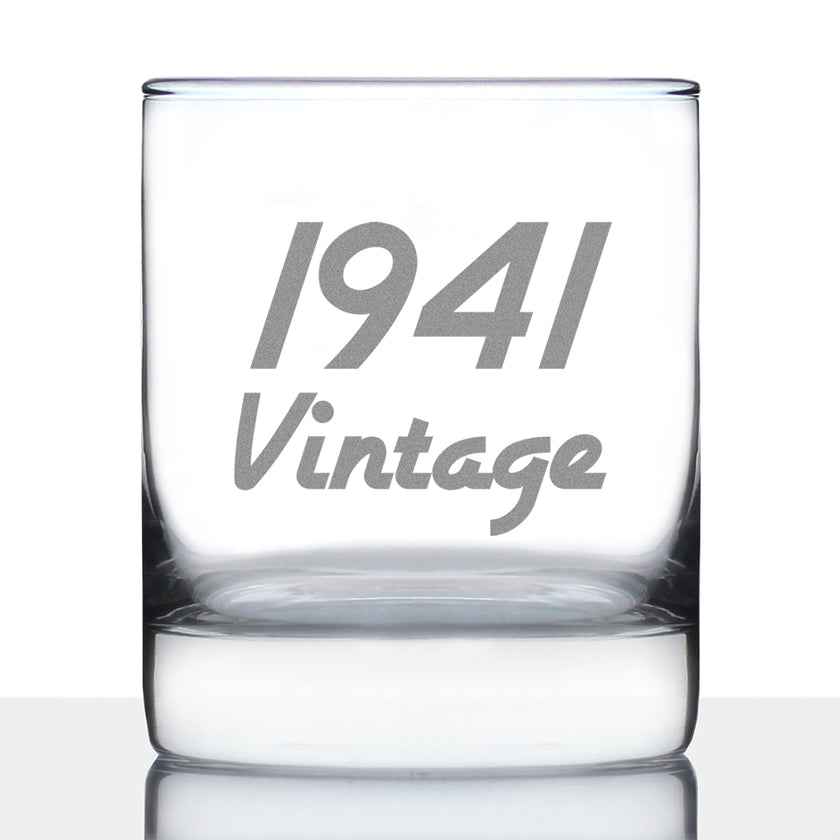 Vintage 1941 - 85th Birthday Rocks Glass, Fun Bday Gift for Men and Women Turning 85, Old Fashioned Glass 10 Ounce Size