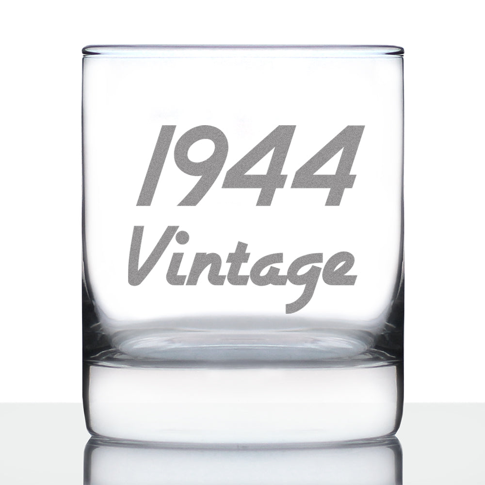 Vintage 1944 - Fun 79th Birthday Whiskey Rocks Glass Gifts for Men &amp; Women Turning 79 - Retro Whisky Drinking Tumbler