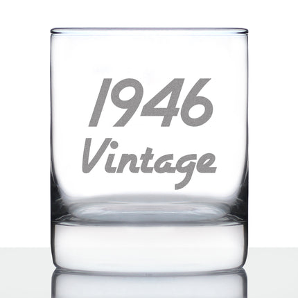 Vintage 1946 - Fun 80th Birthday Whiskey Rocks Glass Gifts for Men & Women Turning 80 - Retro Whisky Drinking Tumbler