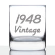 Vintage 1948 - 78th Birthday Rocks Glass, Fun Bday Gift for Men and Women Turning 78, Old Fashioned Glass 10 Ounce Size