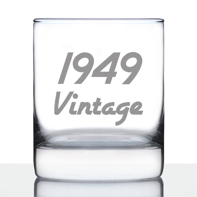 Vintage 1949 - Fun 77th Birthday Whiskey Rocks Glass Gifts for Men & Women Turning 77 - Retro Whisky Drinking Tumbler