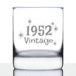 Vintage 1952 - Fun 74th Birthday Whiskey Rocks Glass Gifts for Men & Women Turning 74 - Retro Whisky Drinking Tumbler