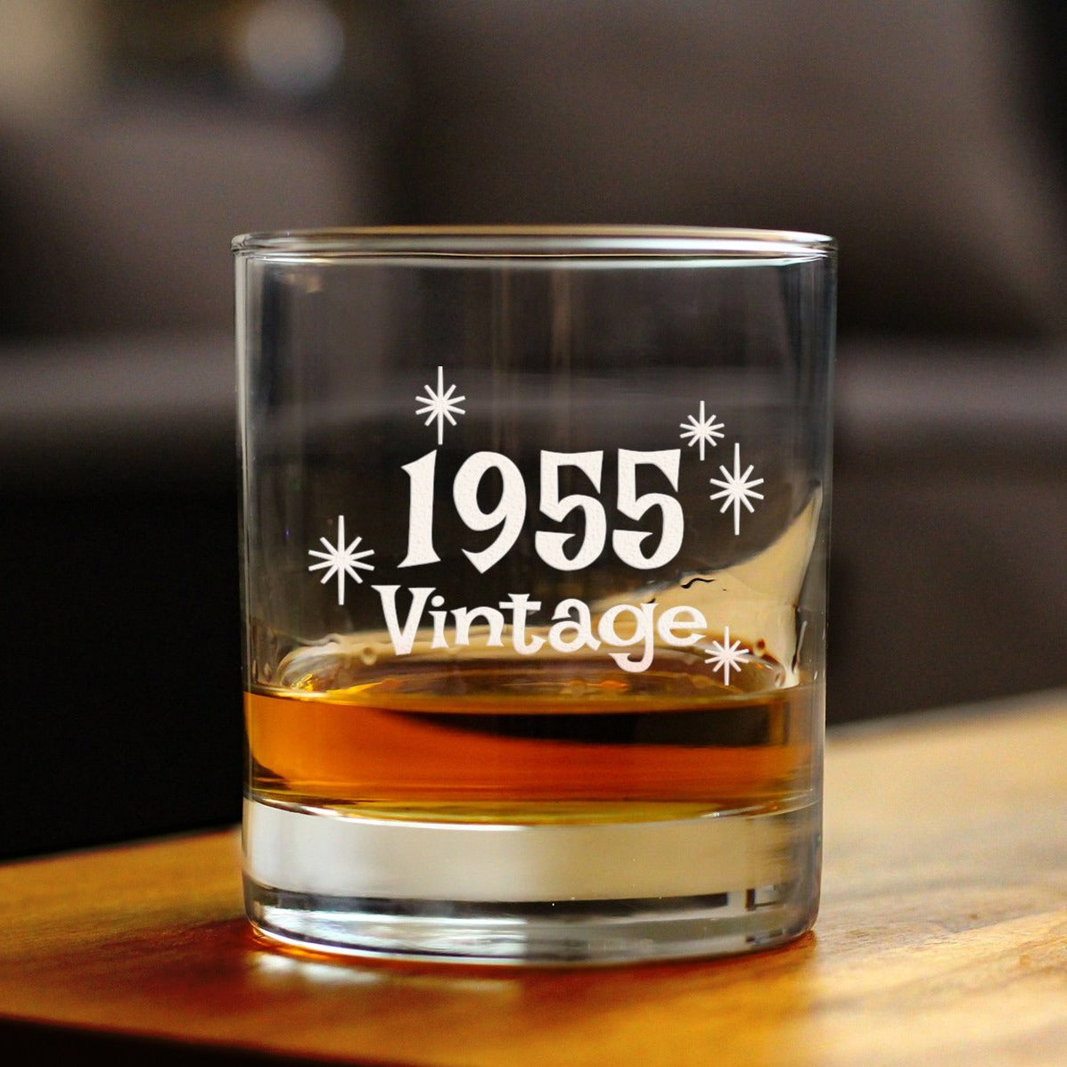 Vintage 1955 - Fun 68th Birthday Whiskey Rocks Glass Gifts for Men &amp; Women Turning 68 - Retro Whisky Drinking Tumbler