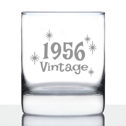 Vintage 1956 - 70th Birthday Rocks Glass, Fun Bday Gift for Men and Women Turning 70, Old Fashioned Glass 10 Ounce Size