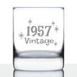 Vintage 1957 - 69th Birthday Rocks Glass, Fun Bday Gift for Men and Women Turning 69, Old Fashioned Glass 10 Ounce Size
