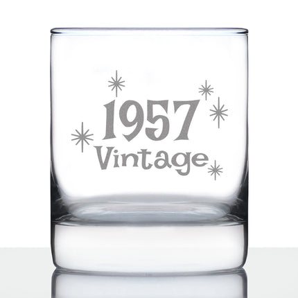 Vintage 1957 - 69th Birthday Rocks Glass, Fun Bday Gift for Men and Women Turning 69, Old Fashioned Glass 10 Ounce Size