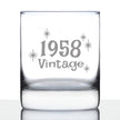 Vintage 1958 - Fun 68th Birthday Whiskey Rocks Glass Gifts for Men & Women Turning 68 - Retro Whisky Drinking Tumbler