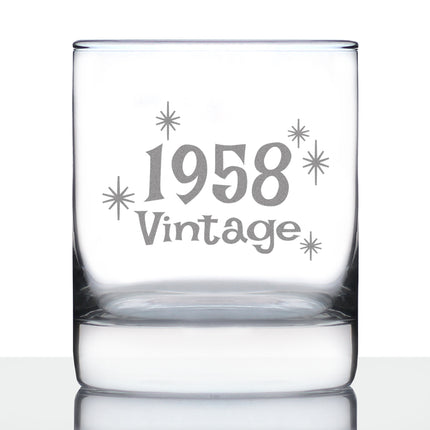 Vintage 1958 - Fun 68th Birthday Whiskey Rocks Glass Gifts for Men & Women Turning 68 - Retro Whisky Drinking Tumbler
