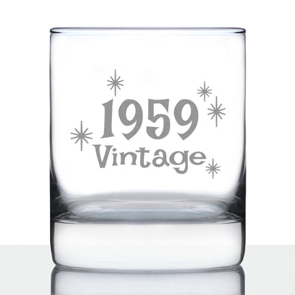 Vintage 1959 - Fun 67th Birthday Whiskey Rocks Glass Gifts for Men & Women Turning 67 - Retro Whisky Drinking Tumbler