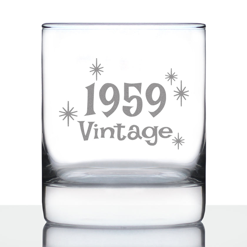 Vintage 1959 - Fun 67th Birthday Whiskey Rocks Glass Gifts for Men & Women Turning 67 - Retro Whisky Drinking Tumbler