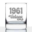 Vintage 1961 - Old Fashioned Rocks Glass - 65th Birthday Gifts for Men or Women Turning 65 - Fun Bday Party Decor - 10.25 oz