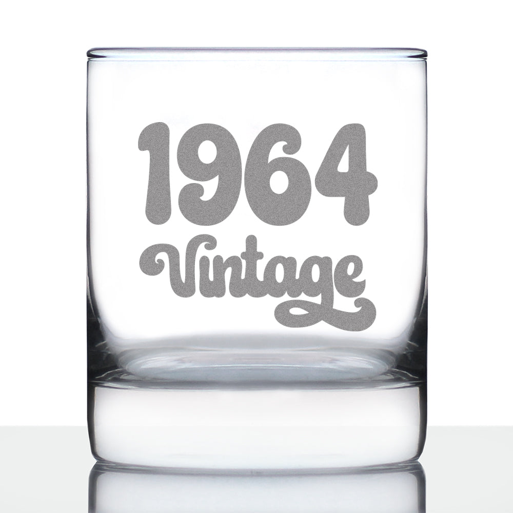 Vintage 1964 - Fun 61st Birthday Whiskey Rocks Glass Gifts for Men &amp; Women Turning 61 - Retro Whisky Drinking Tumbler