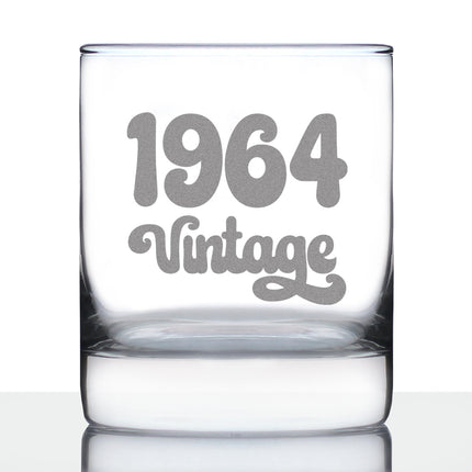 Vintage 1964 - Fun 62nd Birthday Whiskey Rocks Glass Gifts for Men & Women Turning 62 - Retro Whisky Drinking Tumbler