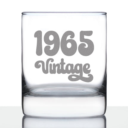 Vintage 1965 - Fun 61st Birthday Whiskey Rocks Glass Gifts for Men & Women Turning 61 - Retro Whisky Drinking Tumbler