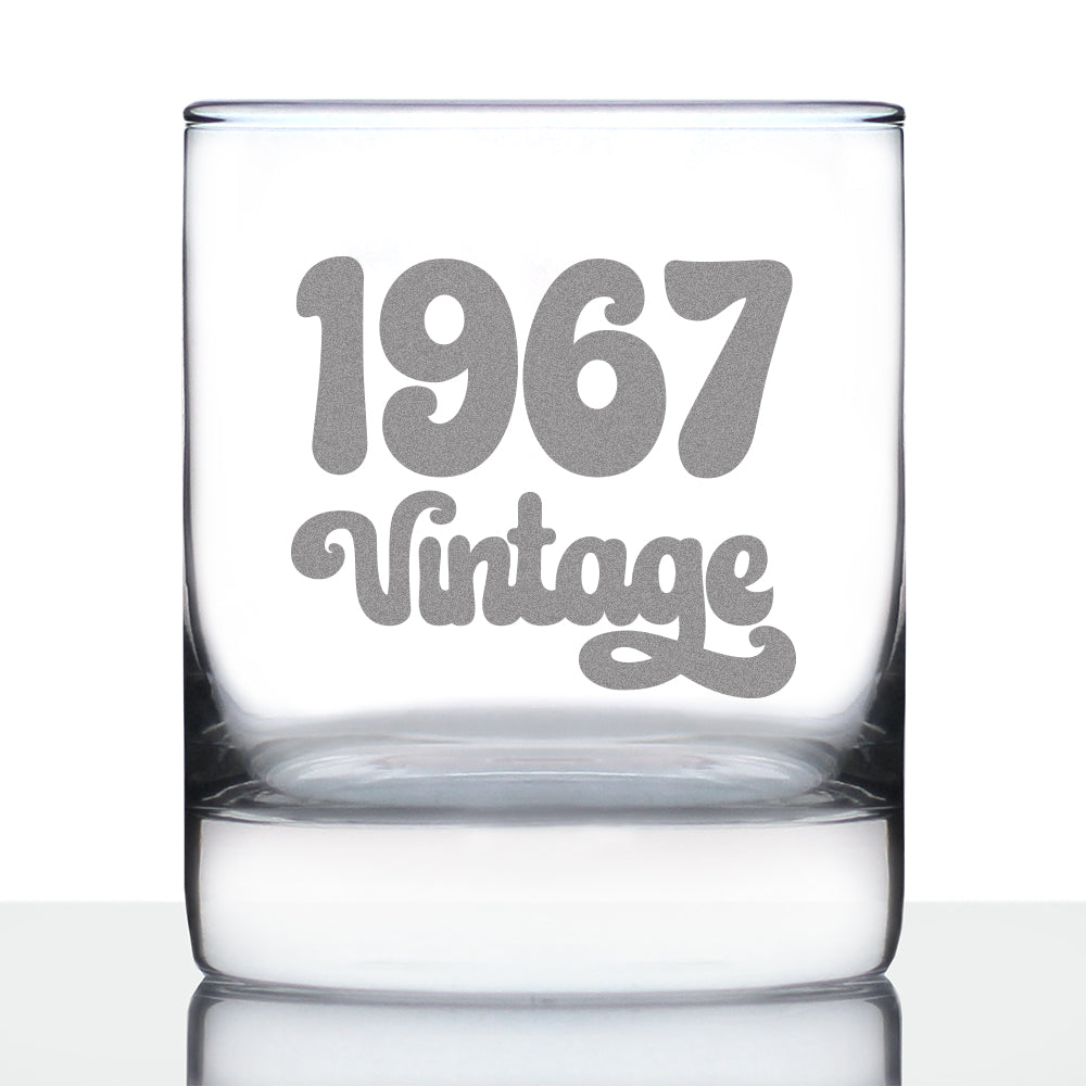 Vintage 1967 - Fun 56th Birthday Whiskey Rocks Glass Gifts for Men &amp; Women Turning 56 - Retro Whisky Drinking Tumbler