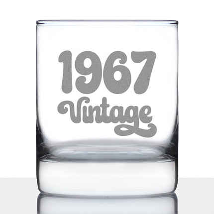 Vintage 1967 - 59th Birthday Rocks Glass, Fun Bday Gift for Men and Women Turning 59, Old Fashioned Glass 10 Ounce Size