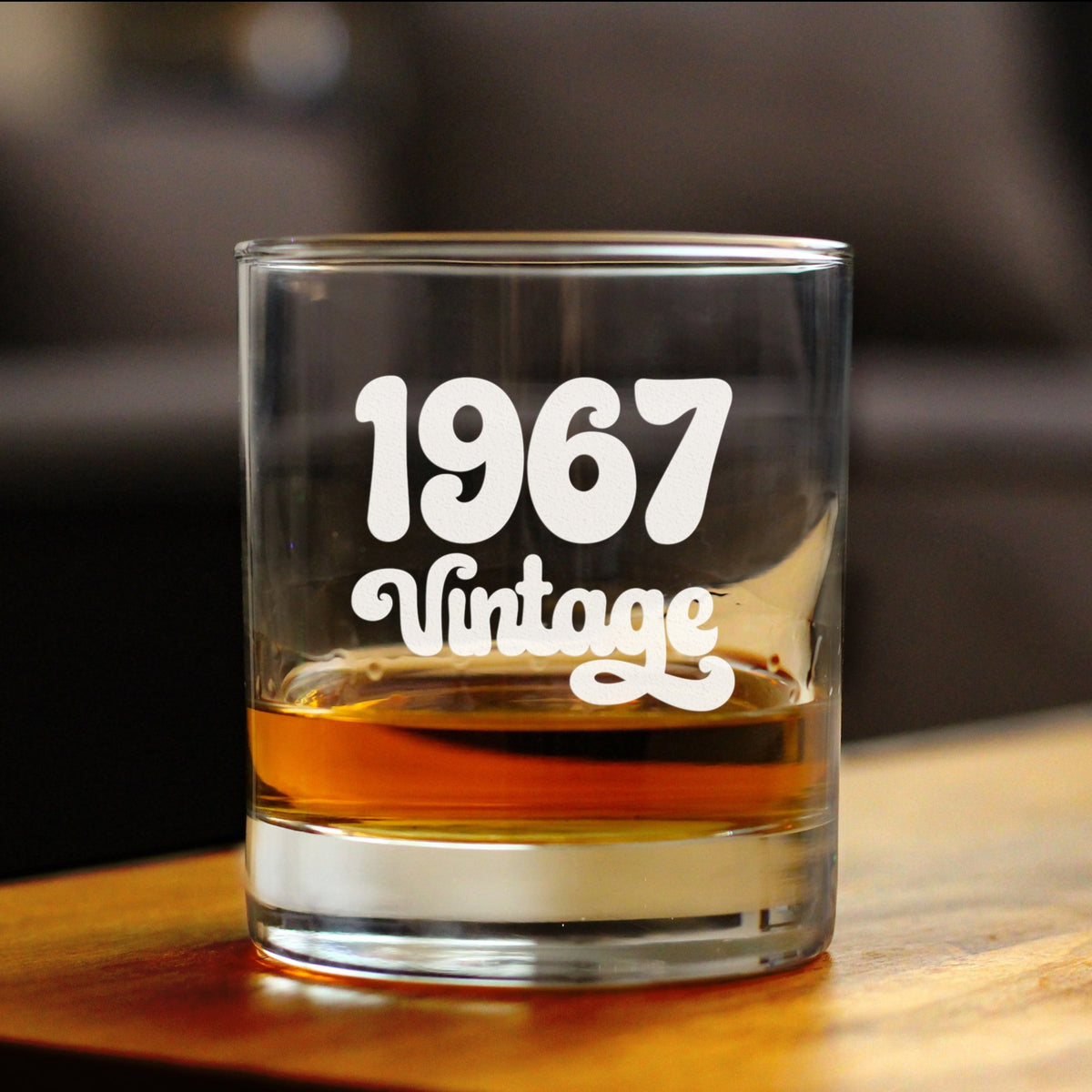 Vintage 1967 - Fun 56th Birthday Whiskey Rocks Glass Gifts for Men &amp; Women Turning 56 - Retro Whisky Drinking Tumbler