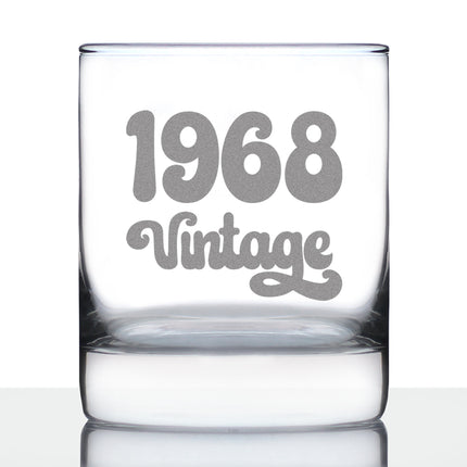 Vintage 1968 - Fun 58th Birthday Whiskey Rocks Glass Gifts for Men & Women Turning 58 - Retro Whisky Drinking Tumbler