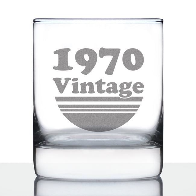 Vintage 1970 - Fun 56th Birthday Whiskey Rocks Glass Gifts for Men & Women Turning 56 - Retro Whisky Drinking Tumbler