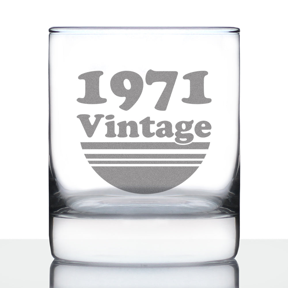 Vintage 1971 - Fun 55th Birthday Whiskey Rocks Glass Gifts for Men & Women Turning 55 - Retro Whisky Drinking Tumbler