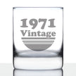 Vintage 1971 - Fun 55th Birthday Whiskey Rocks Glass Gifts for Men & Women Turning 55 - Retro Whisky Drinking Tumbler