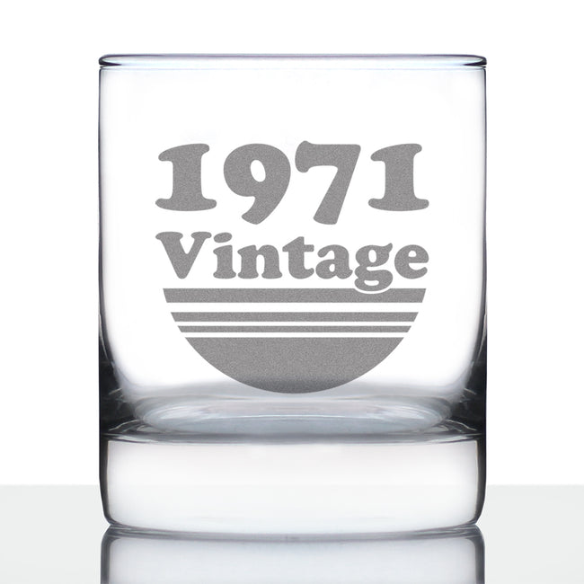 Vintage 1971 - Fun 55th Birthday Whiskey Rocks Glass Gifts for Men & Women Turning 55 - Retro Whisky Drinking Tumbler