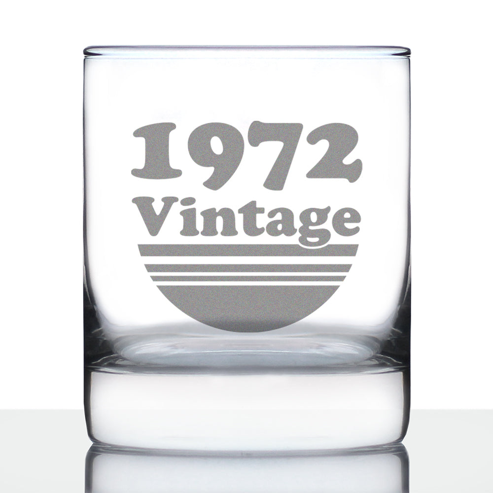 Vintage 1972 - Fun 54th Birthday Whiskey Rocks Glass Gifts for Men & Women Turning 54 - Retro Whisky Drinking Tumbler