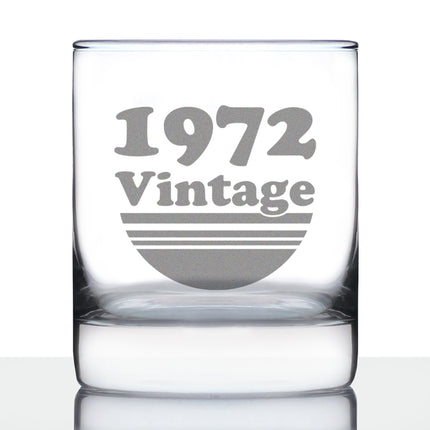Vintage 1972 - Fun 54th Birthday Whiskey Rocks Glass Gifts for Men & Women Turning 54 - Retro Whisky Drinking Tumbler