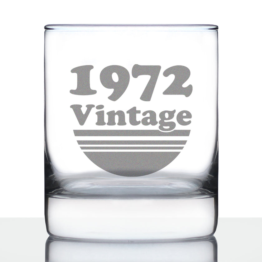 Vintage 1972 - Fun 54th Birthday Whiskey Rocks Glass Gifts for Men & Women Turning 54 - Retro Whisky Drinking Tumbler