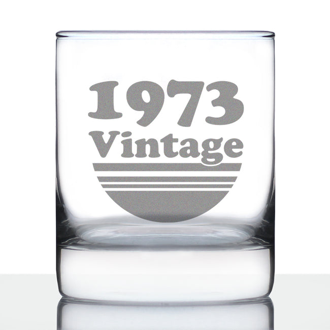 Vintage 1973 - Fun 53rd Birthday Whiskey Rocks Glass Gifts for Men & Women Turning 53 - Retro Whisky Drinking Tumbler