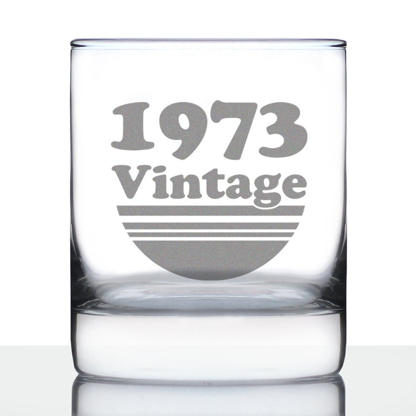 Vintage 1973 - Fun 53rd Birthday Whiskey Rocks Glass Gifts for Men & Women Turning 53 - Retro Whisky Drinking Tumbler
