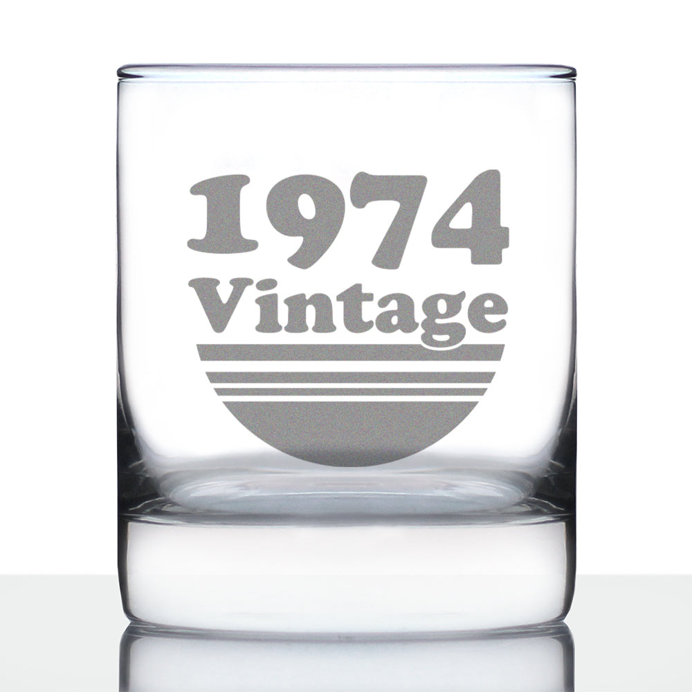 Vintage 1974 - Fun 52nd Birthday Whiskey Rocks Glass Gifts for Men & Women Turning 52 - Retro Whisky Drinking Tumbler