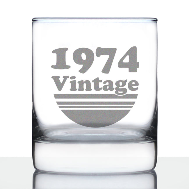 Vintage 1974 - Fun 52nd Birthday Whiskey Rocks Glass Gifts for Men & Women Turning 52 - Retro Whisky Drinking Tumbler